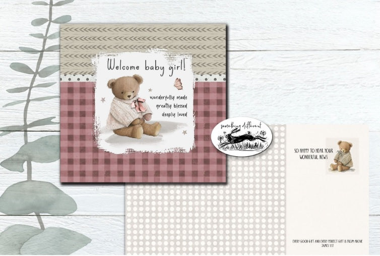 Baby Girl - Teddy - Wonderfully Made Card - Re-vived