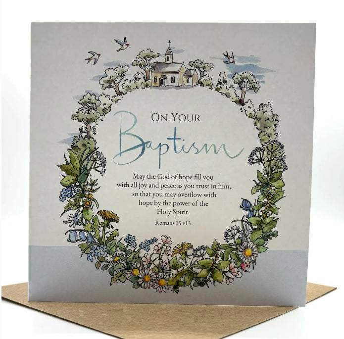 Baptism Wildflowers Card (Blank Inside) - Re-vived
