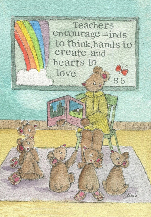 Teacher Card Hearts To Love Single Card - Re-vived