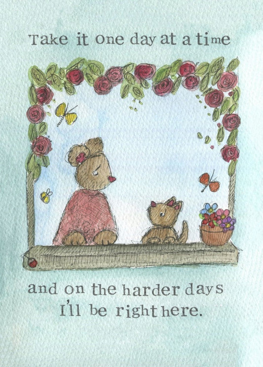 Encouragement Card One Day At A Time Single Card - Re-vived