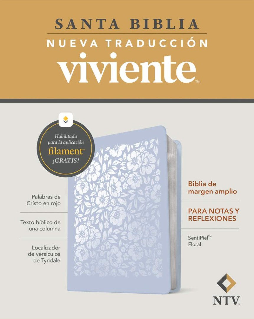 Biblia De Margen Amplio NTV Con Filament, Floral - Re-vived