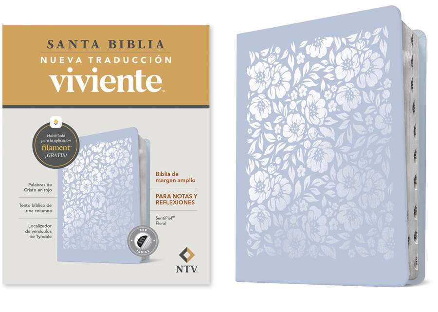 Biblia De Margen Amplio NTV Con Filament, Floral, Con Indice - Re-vived