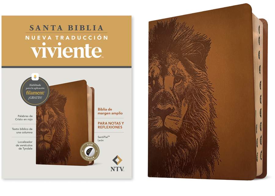 Biblia De Margen Amplio NTV Con Filament, León, Con Indice - Re-vived