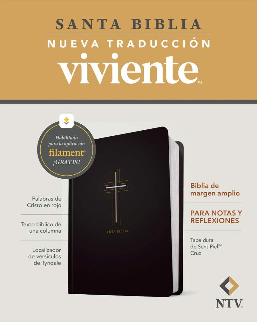 Biblia De Margen Amplio NTV Con Filament, Cruz - Re-vived