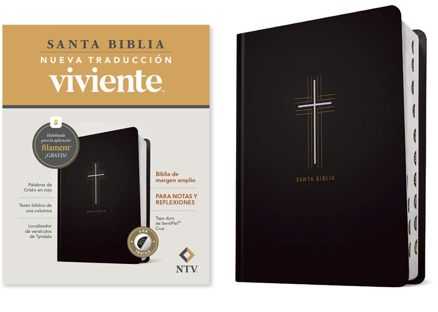 Biblia De Margen Amplio NTV Con Filament, Cruz, Con Indice - Re-vived