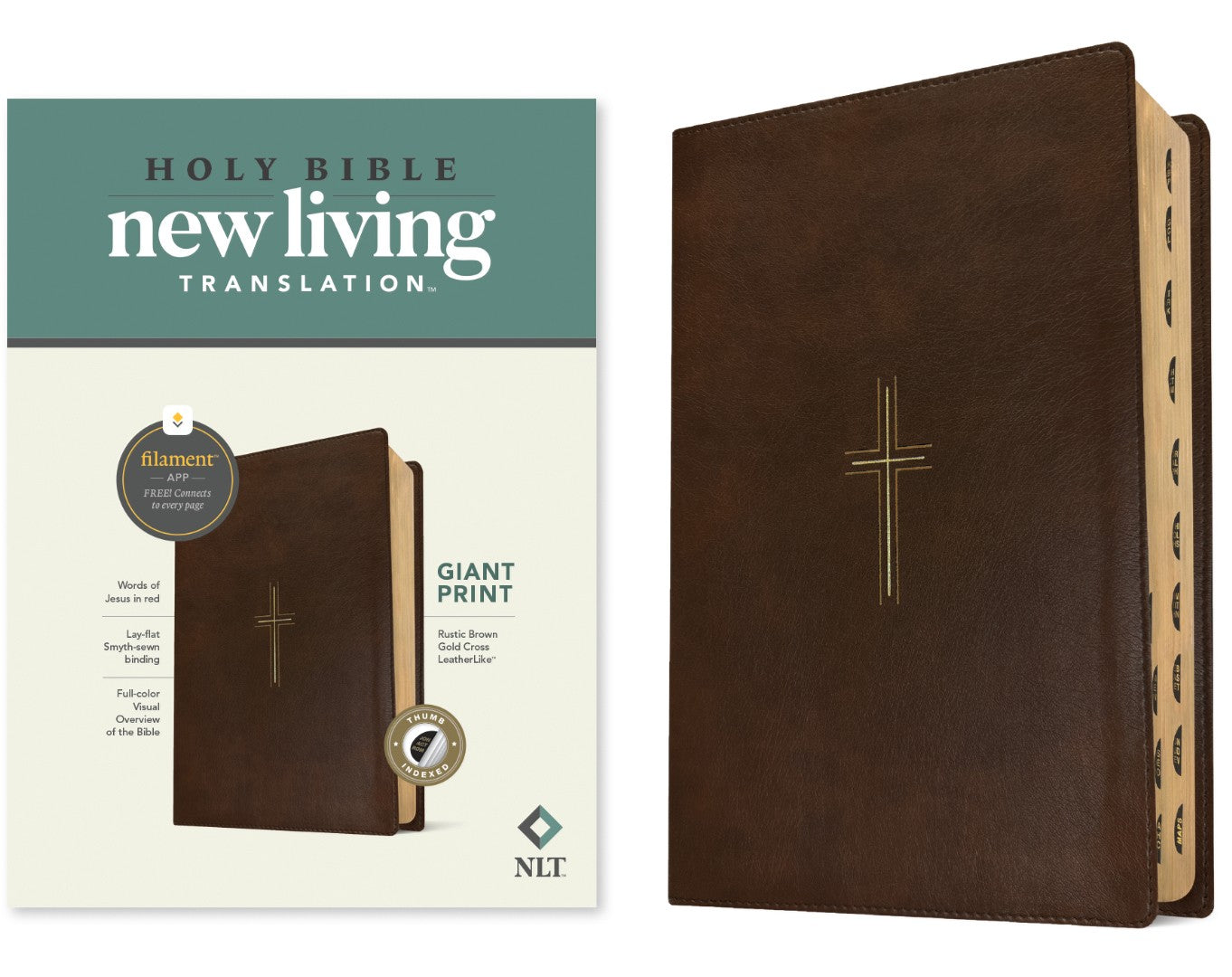 NLT Giant Print Bible, Filament Enabled, Rustic, Indexed - Re-vived