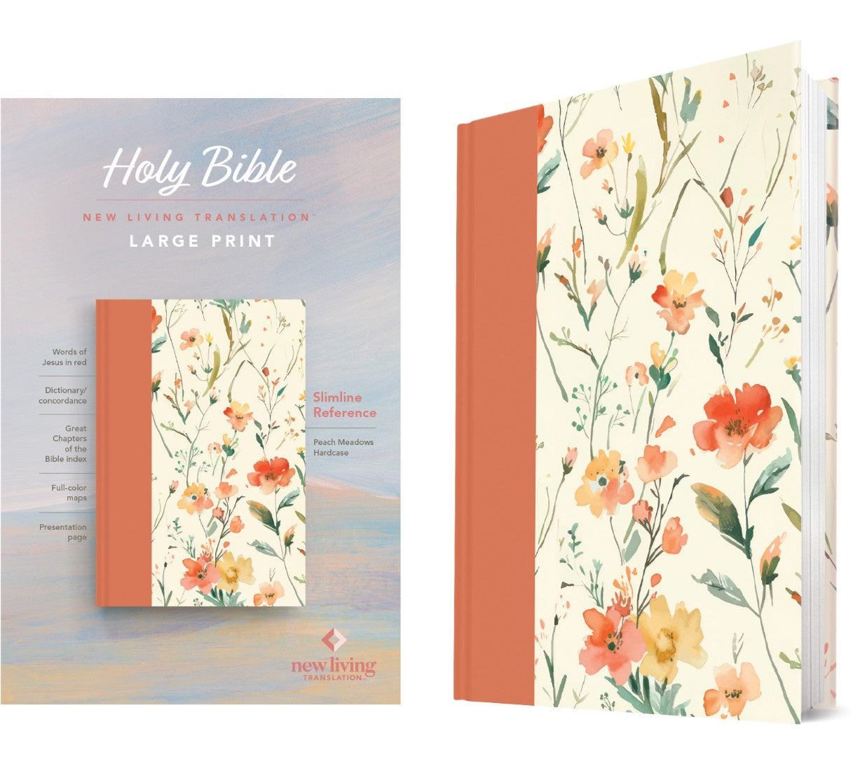 NLT Large Print Slimline Reference Bible, Peach Meadows - Re-vived