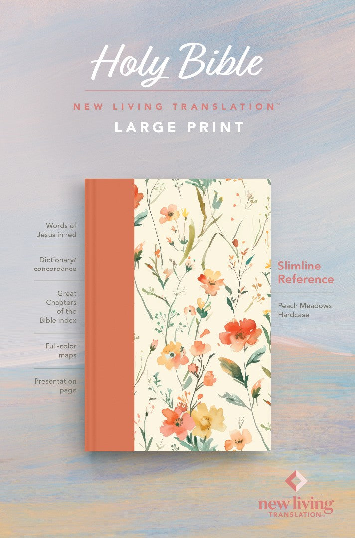 NLT Large Print Slimline Reference Bible, Peach Meadows - Re-vived