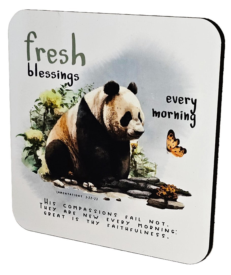 Bible Coaster - Fresh Blessings Every Day - Panda - Re-vived