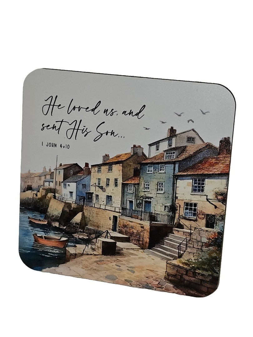 Bible Coaster - He Loved Us And Sent His Son Harbour - Re-vived