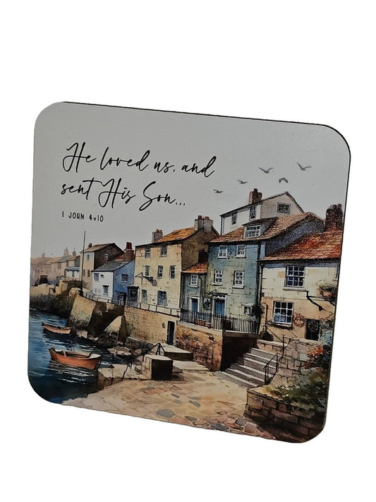 Bible Coaster - He Loved Us And Sent His Son Harbour - Re-vived