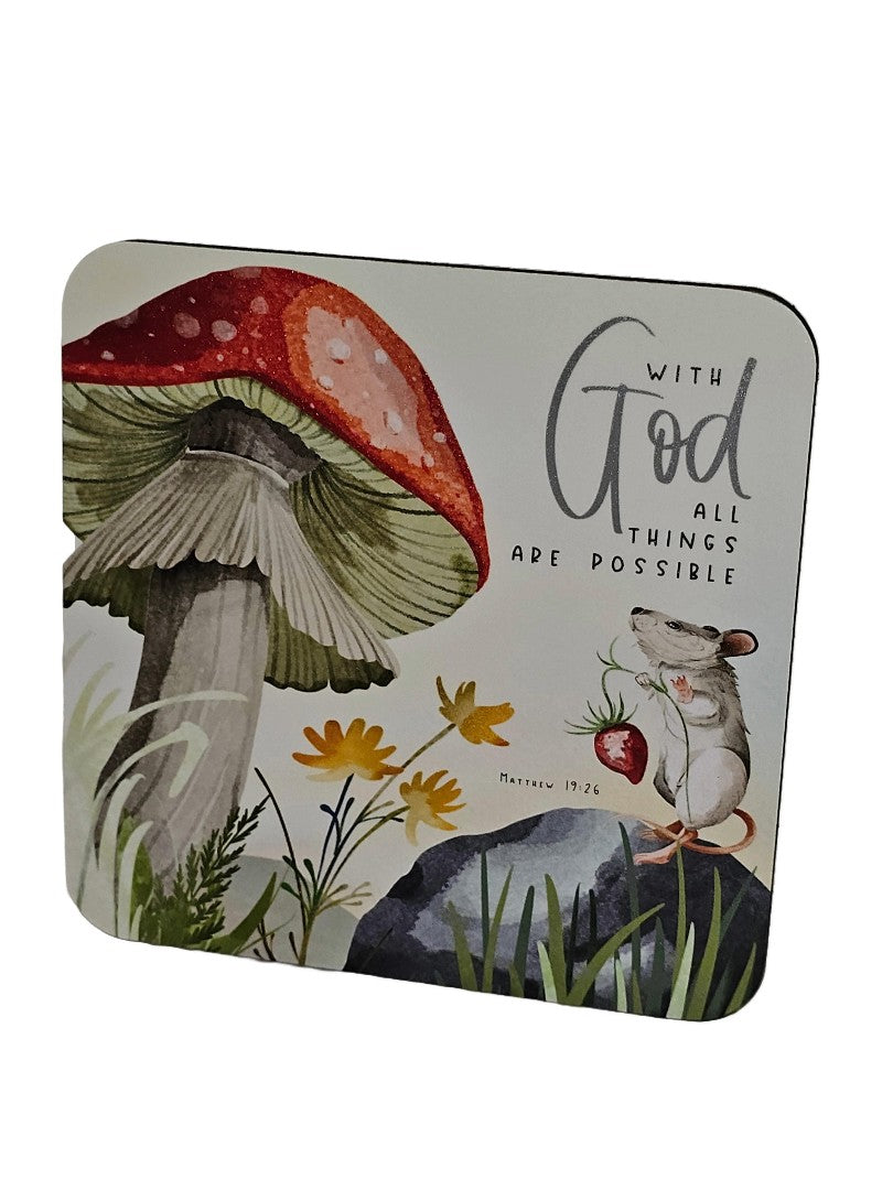 Bible Coaster - With God All Things Are Possible Mouse And S - Re-vived