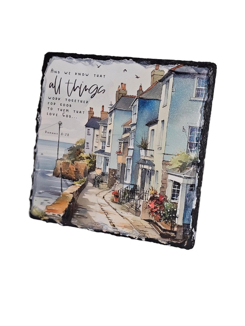 Bible Slate - All Things Work Together - Seaside Houses - Re-vived