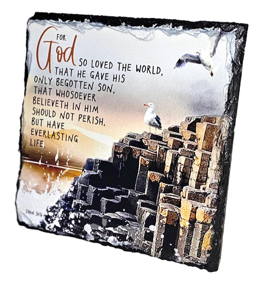 Bible Slate - For God So Loved The World - Giant's Causeway - Re-vived
