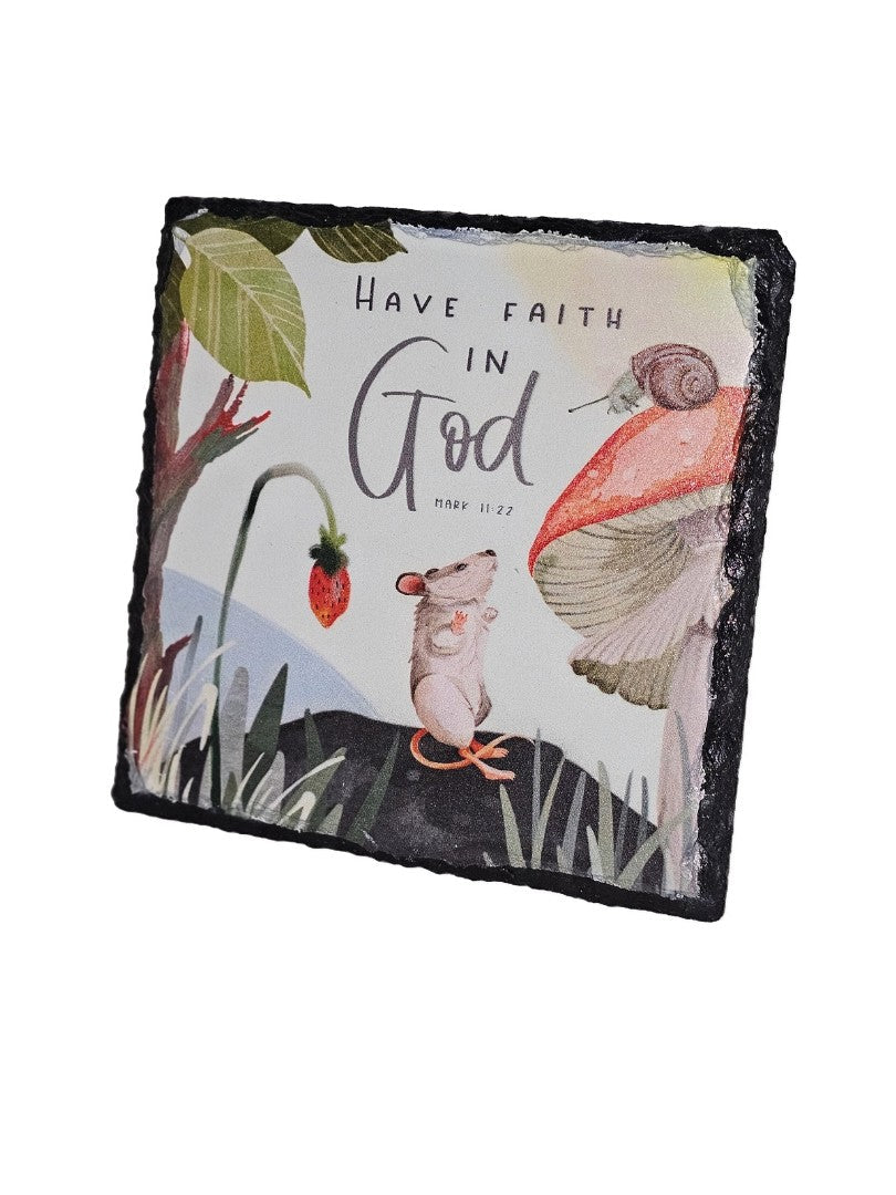 Bible Slate - Have Faith In God Snail And Mouse - Re-vived