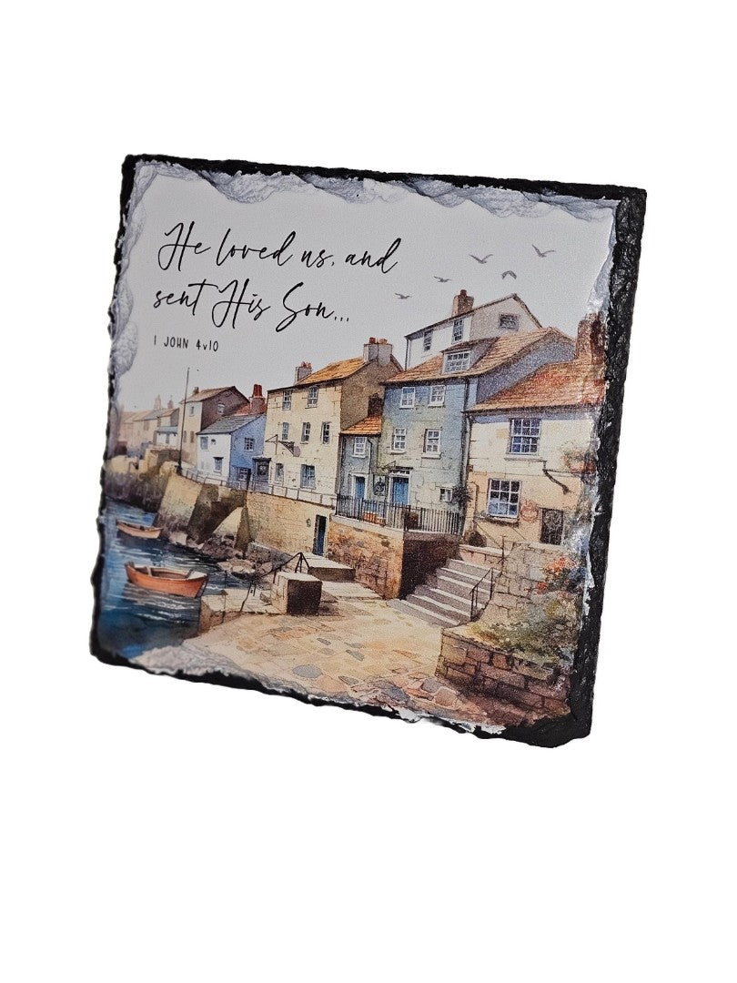 Bible Slate - He Loved Us And Sent His Son Harbour - Re-vived