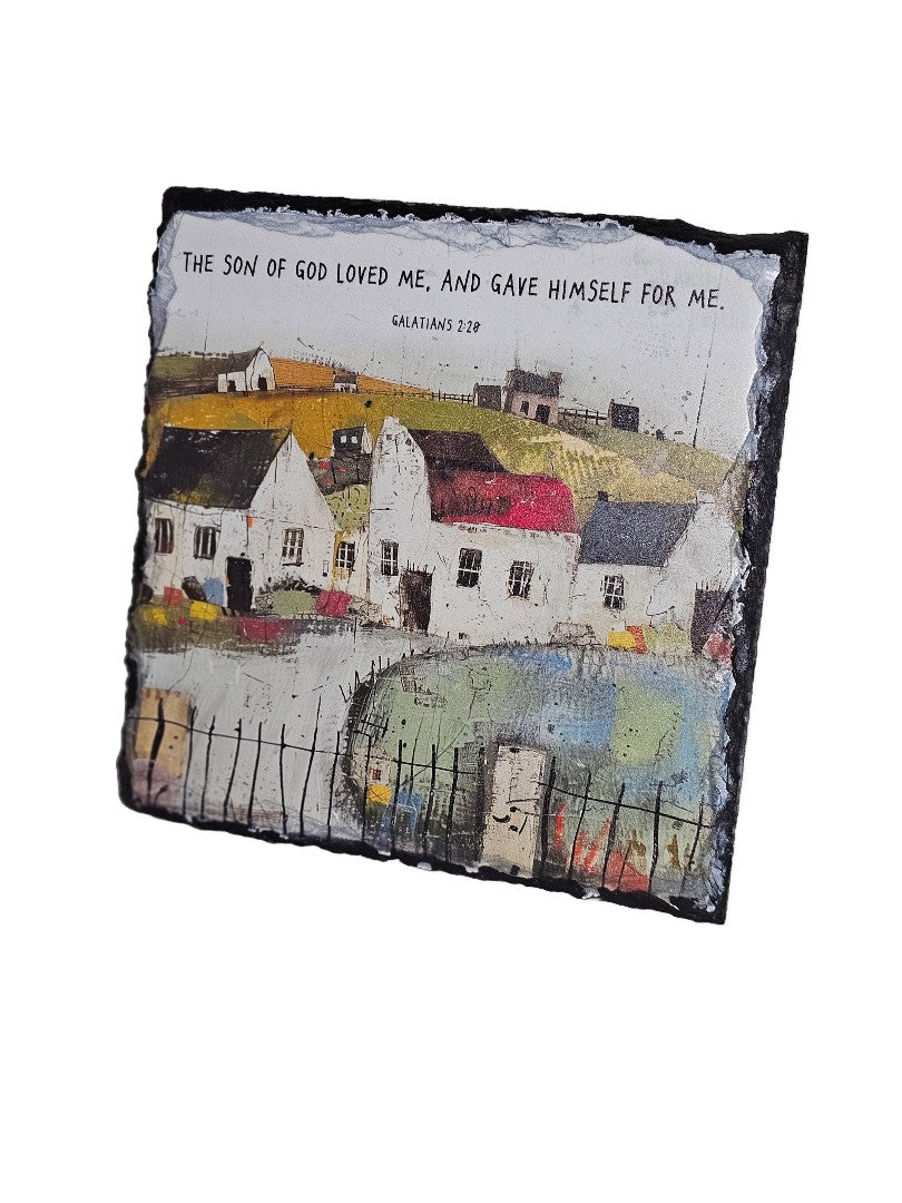 Bible Slate - The Son Of God Loved Me - Whimsical Village - Re-vived