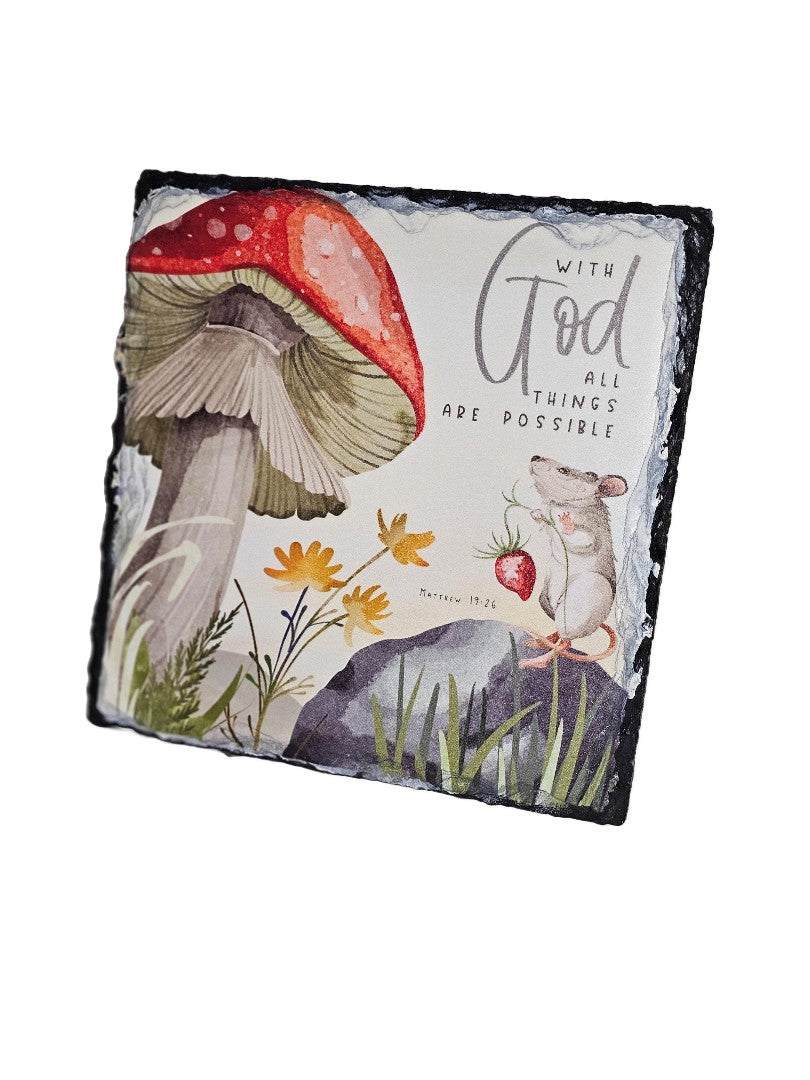 Bible Slate - With God All Things Are Possible Mouse And Str - Re-vived
