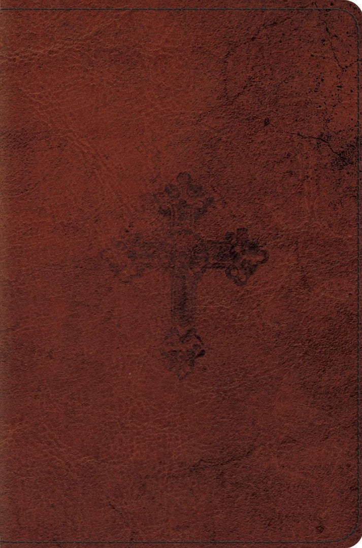 ESV Compact Bible, Walnut, Weathered Cross Design - Re-vived