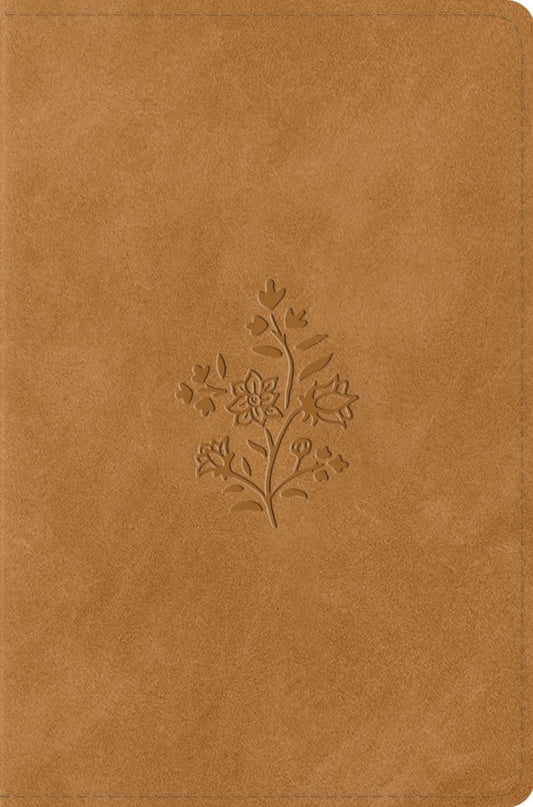 ESV Compact Bible, Nubuck Caramel, Wildflower Design - Re-vived