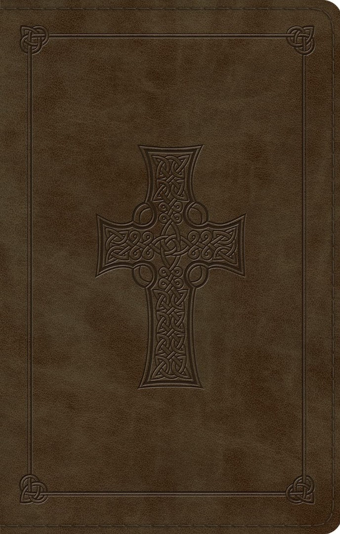 ESV Large Print Value Thinline Bible, Olive, Celtic Cross - Re-vived