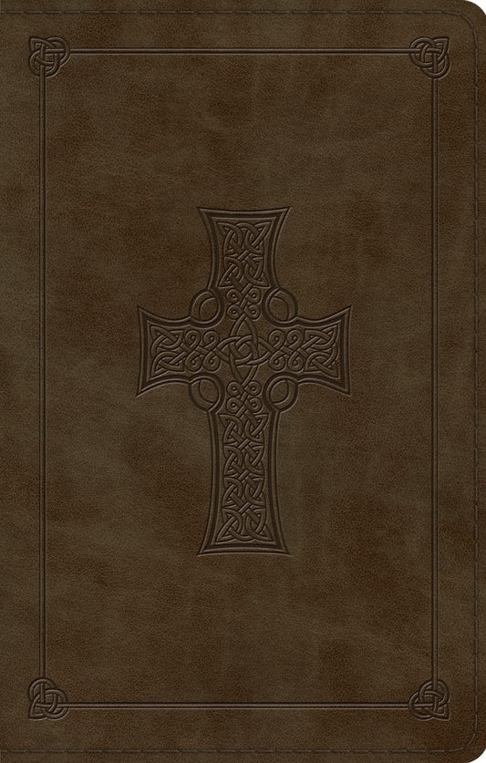 ESV Large Print Value Thinline Bible, Olive, Celtic Cross - Re-vived