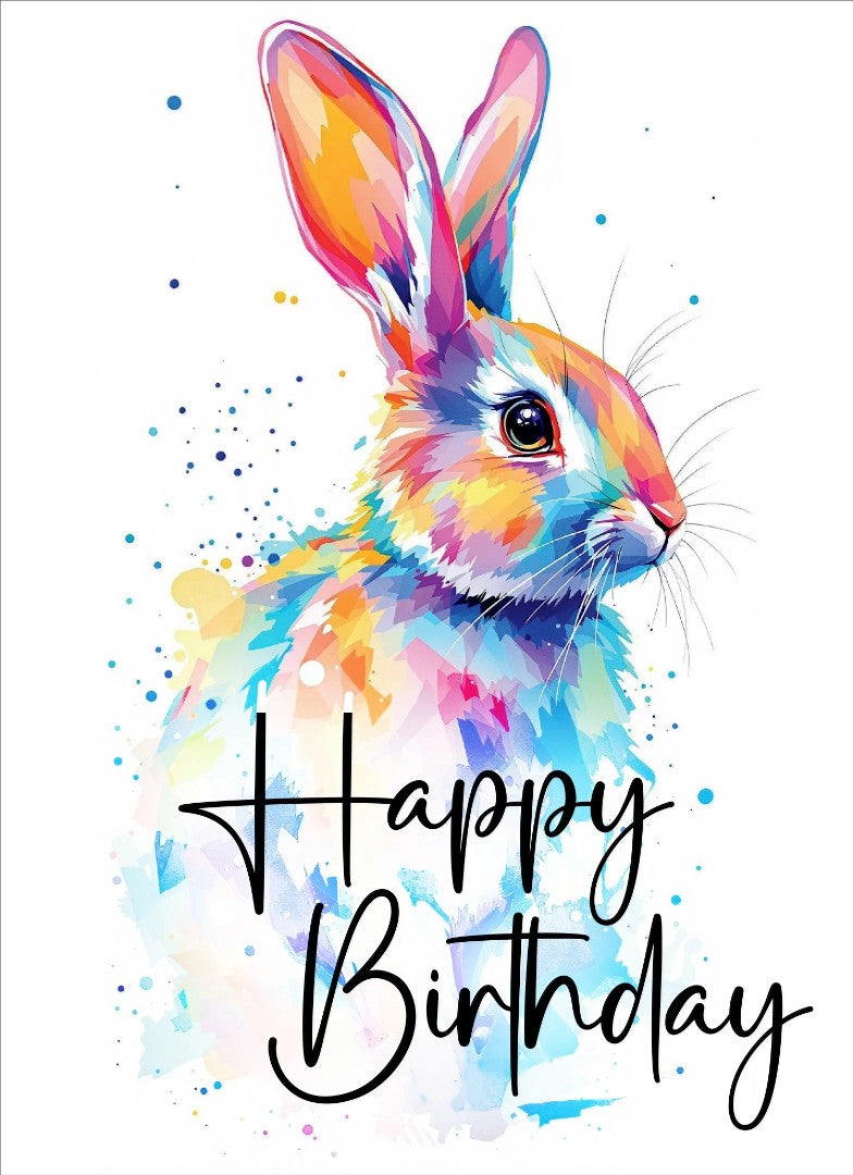 Happy Birthday Rabbit Card (pack of 6) - Re-vived