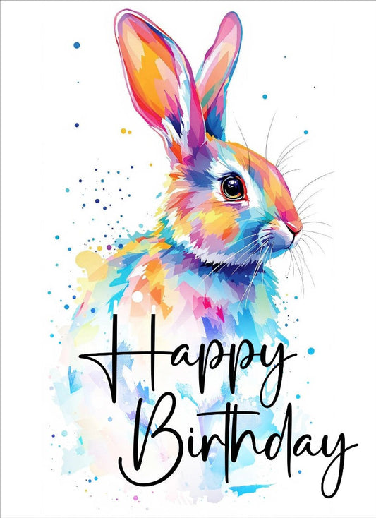 Happy Birthday Rabbit Card (pack of 6) - Re-vived