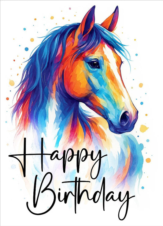 Happy Birthday Horse Card (pack of 6) - Re-vived