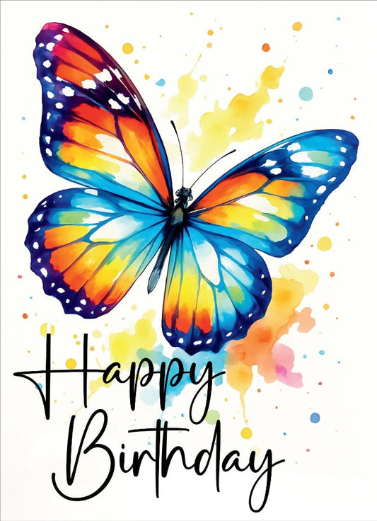 Happy Birthday Butterfly Card (pack of 6) - Re-vived