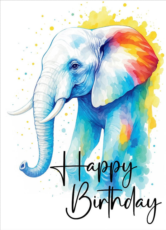 Happy Birthday Elephant Card (pack of 6) - Re-vived