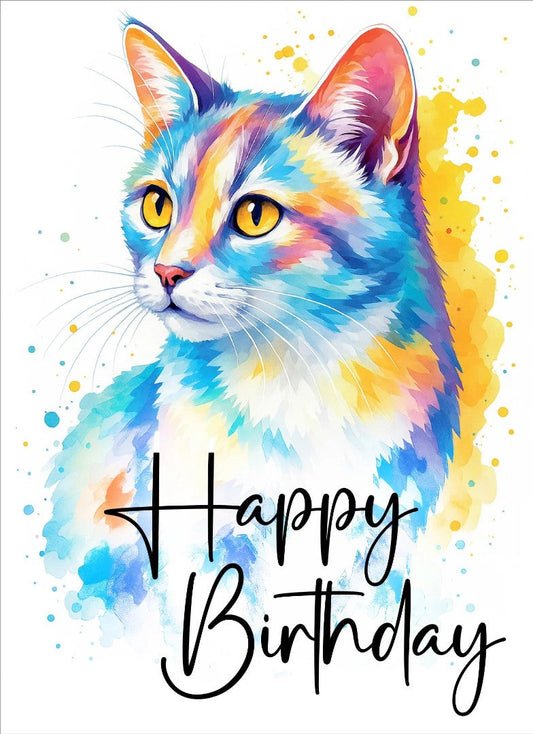 Happy Birthday Cat Card (pack of 6) - Re-vived