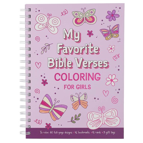 My Favorite Bible Verses Pink Wirebound Coloring Book - Re-vived
