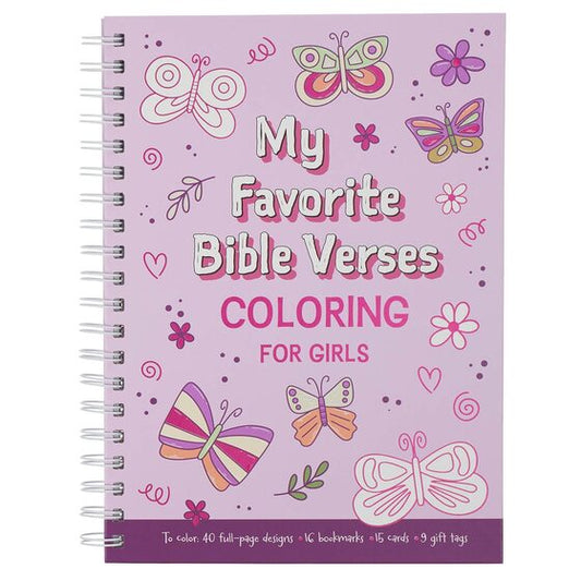 My Favorite Bible Verses Pink Wirebound Coloring Book - Re-vived