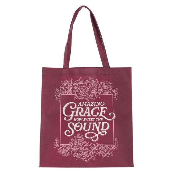 Amazing Grace Burgundy Reusable Non-woven Shopping Tote Bag - Re-vived