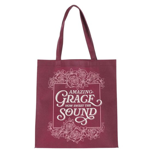 Amazing Grace Burgundy Reusable Non-woven Shopping Tote Bag - Re-vived