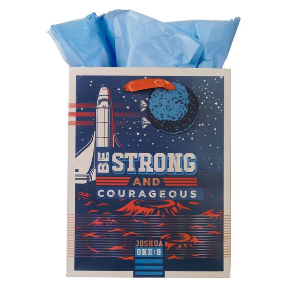 Be Strong and Courageous Blue Space Medium Gift Bag - Re-vived