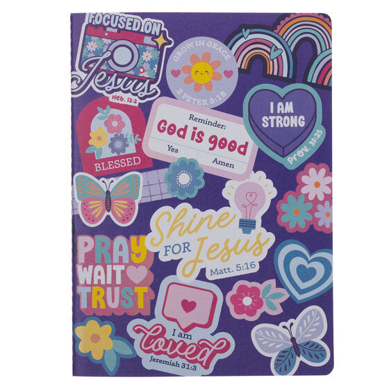 Shine for Jesus Purple Stickers Notebook -  Matthew 5:16 - Re-vived