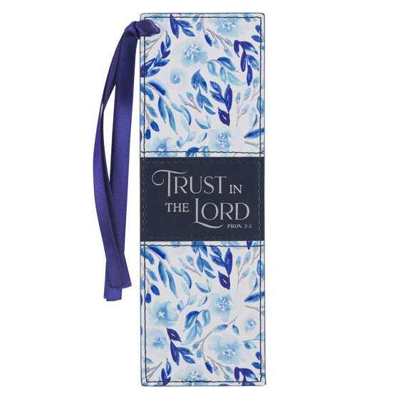 Trust in the Lord Blue Botany Faux Leather Bookmark - Re-vived
