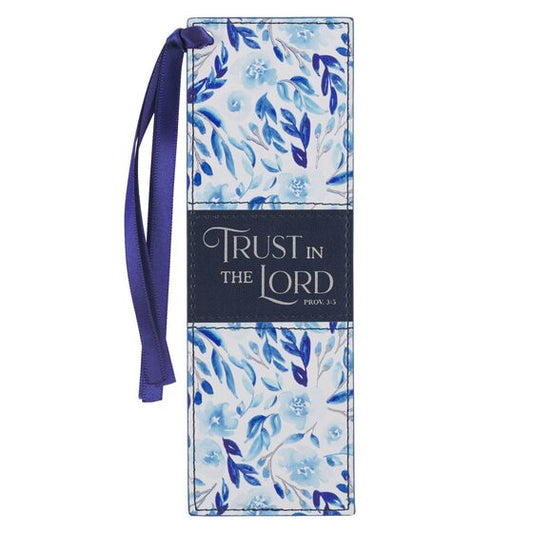 Trust in the Lord Blue Botany Faux Leather Bookmark - Re-vived