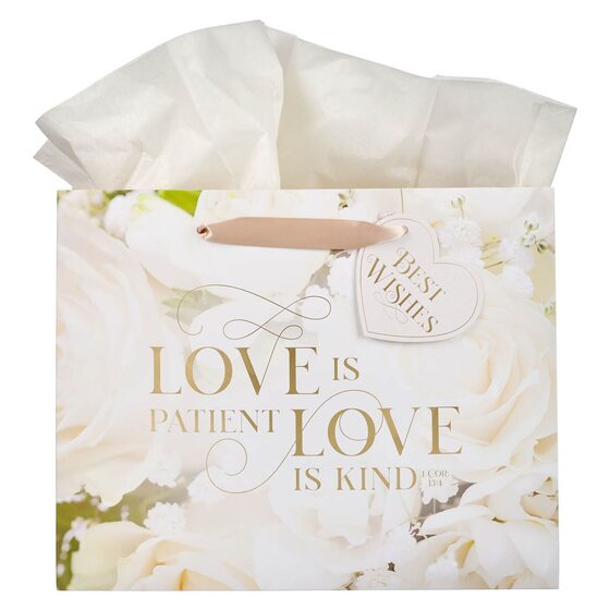 Love White Rose Large Landscape Gift Bag - Re-vived