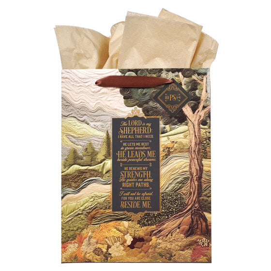 The Lord is my Shepherd Green Meadow Tapestry Large Gift Bag - Re-vived