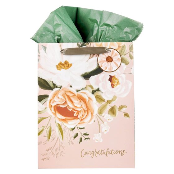 Sophia Peach Floral Large Portrait Gift Bag - Re-vived