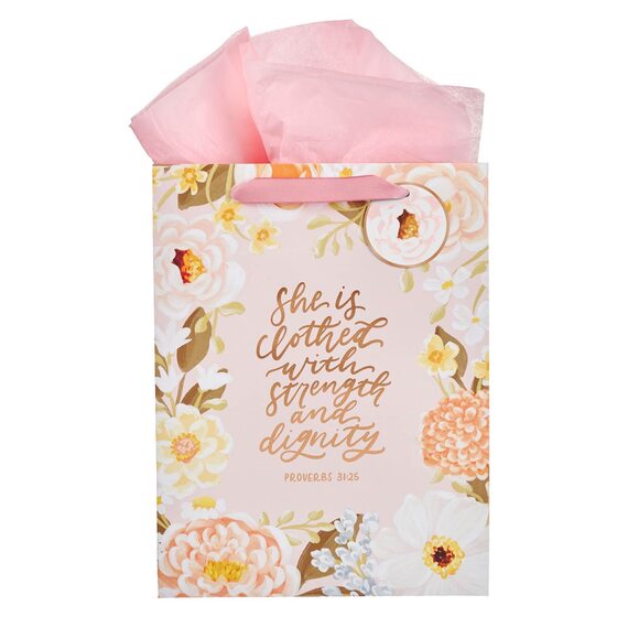 Gift Bag Lg Portrait Strength & Dignity Prov. 31:25 - Re-vived