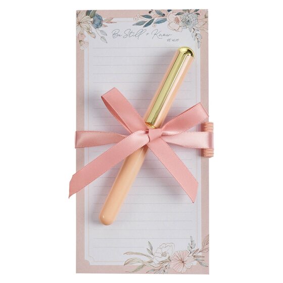Magnetic Shopping List W/Pen Be Still Pink/Blue Floral - Re-vived