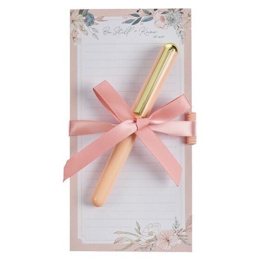 Magnetic Shopping List W/Pen Be Still Pink/Blue Floral - Re-vived