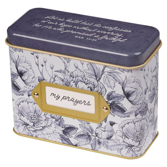 Confession of Our Hope Blue Floral Prayer Cards in Tin - Re-vived