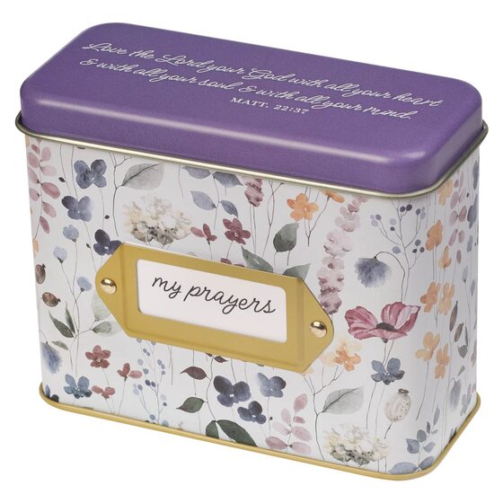 Love the Lord Purple Wildflower Prayer Cards in Tin - Re-vived