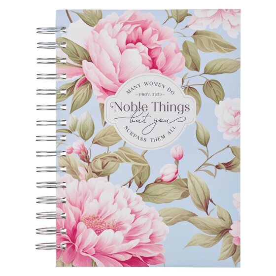 Journal Wirebound Pink Peony Noble Things Prov. 31:29 - Re-vived