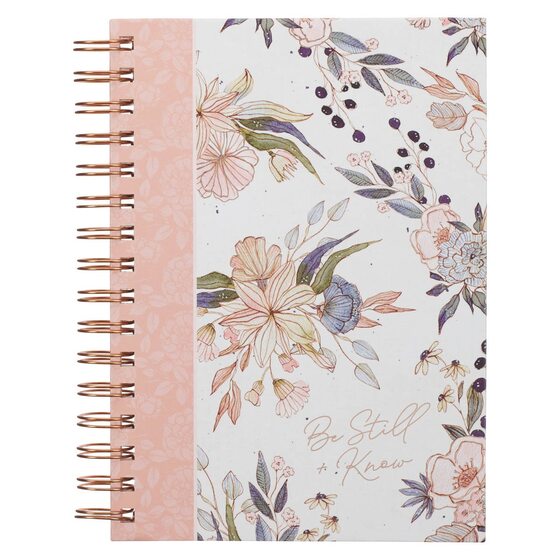 Journal Wirebound Pink Blue Floral Be Still Ps. 46:10 - Re-vived